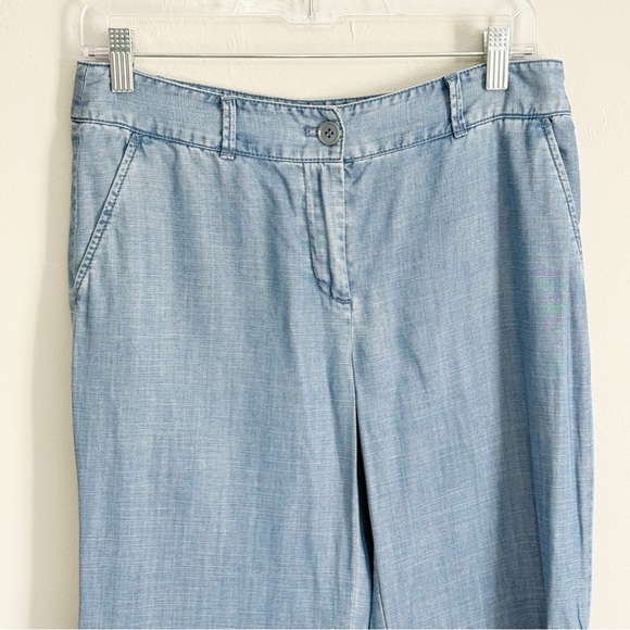 TALBOTS Women’s Blue Chambray Wide Leg Pants Lyocell Cotton Pockets Sz 4 Petite - Picture 2 of 6